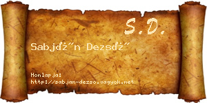 Sabján Dezső névjegykártya