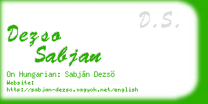 dezso sabjan business card